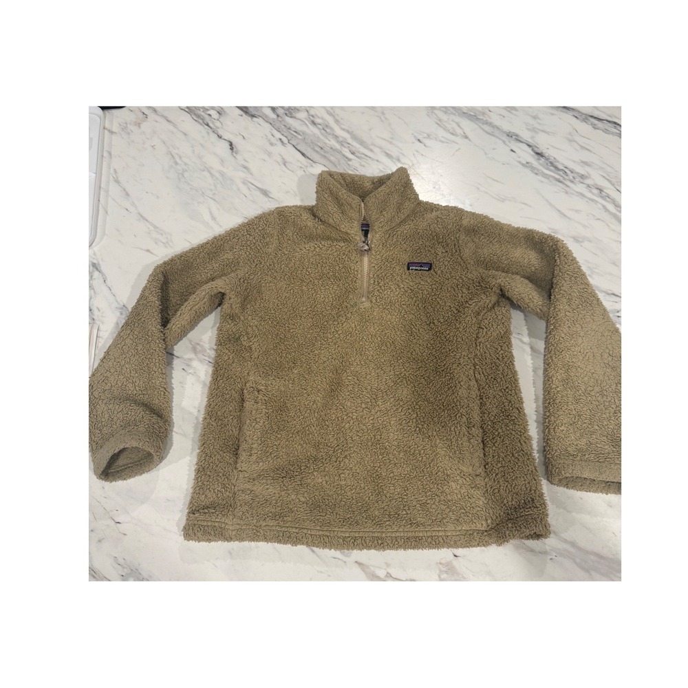 Patagonia Kids Los Gatos 1/4 Zip Fleece Pullover Tan Khaki Size Large 12